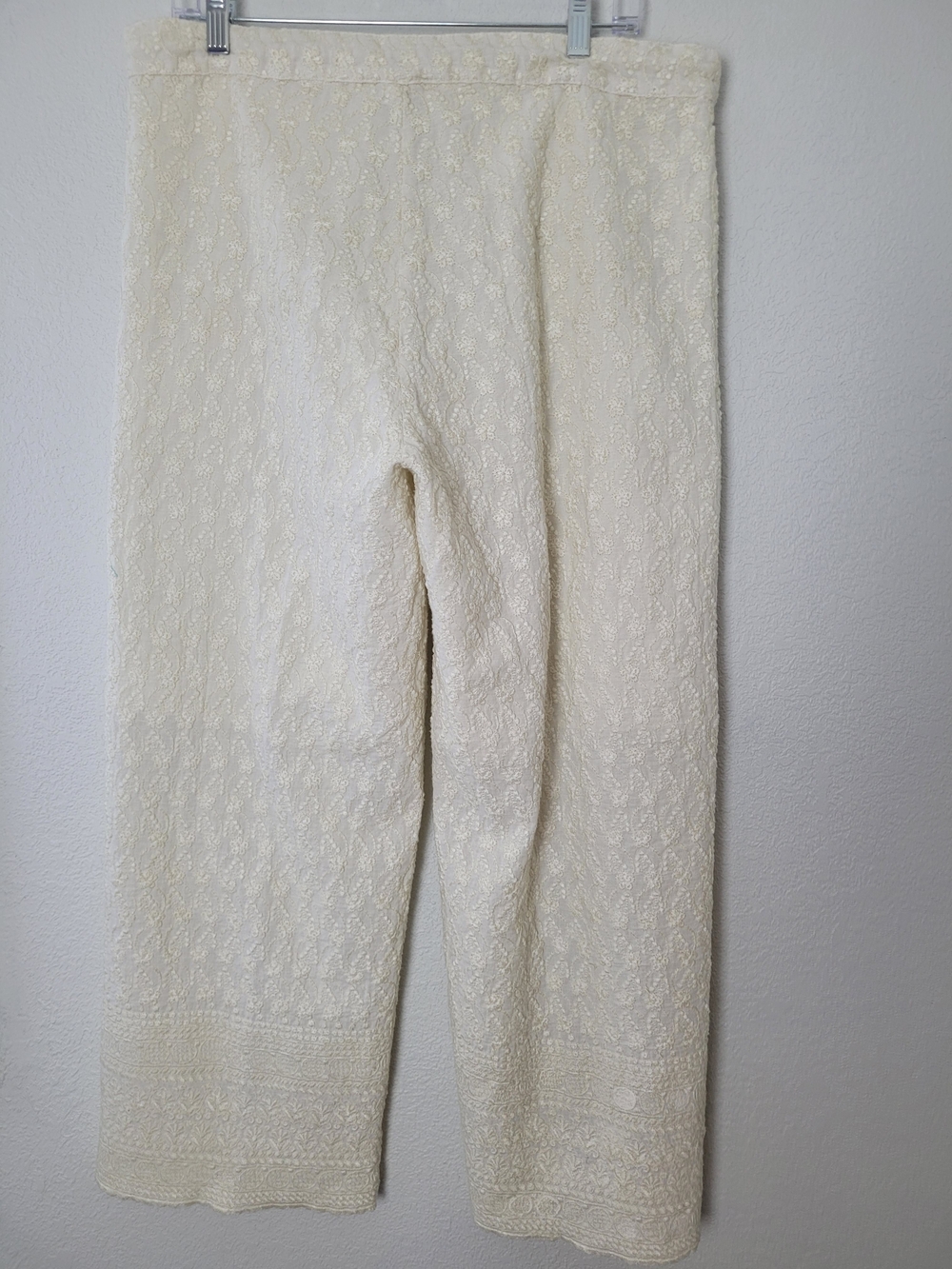 Sundance Cream Textured Trousers. with Braided Ties Size 14 - Picture 6 of 12
